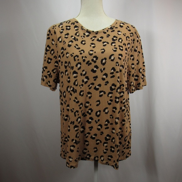a new day Tops - A New Day Leopard Print Blouse Top Puff Sleeves 1X